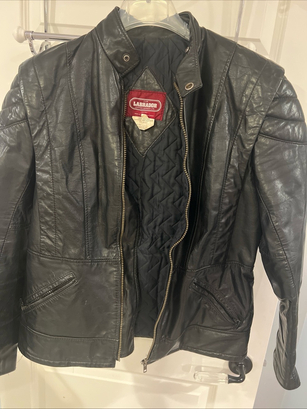 Labrador Black Quilted Leather cafe racer motorcycle Jacket